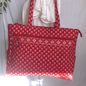 VERA BRADLEY Nantucket Red XL tote travel bag computer business college bag
